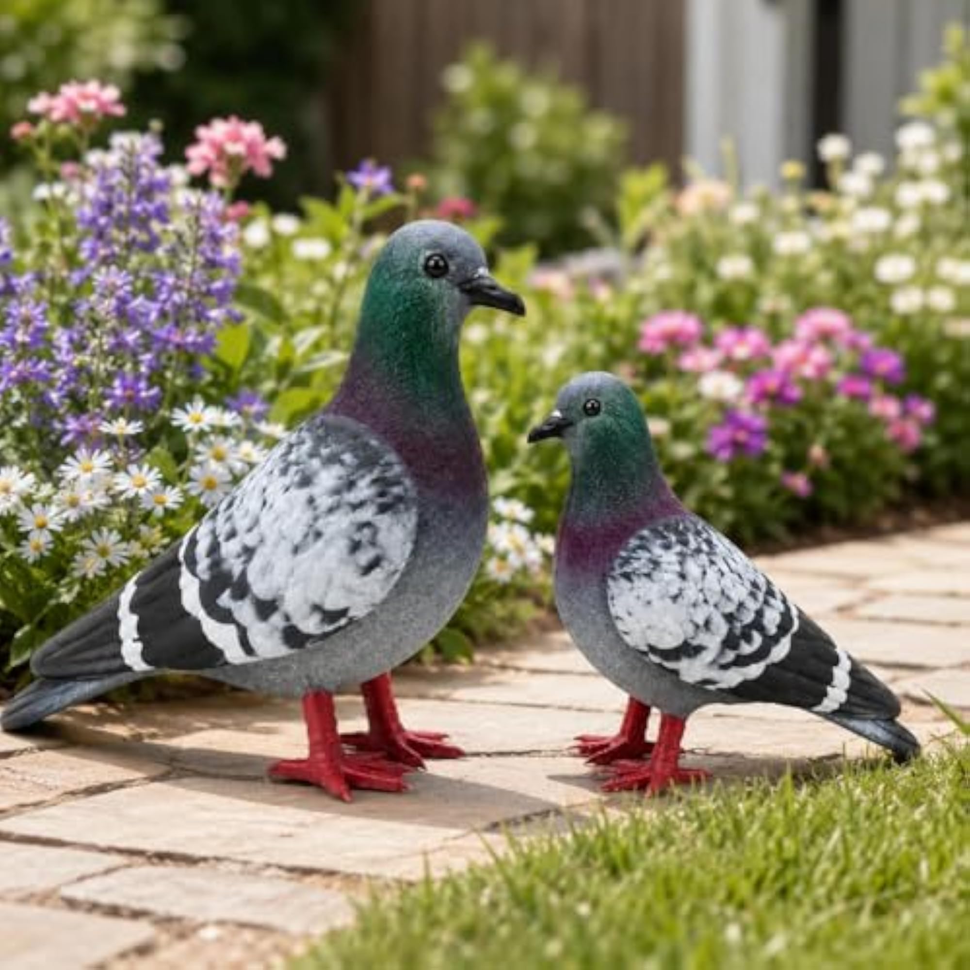 2 Pcs Foam Pigeon Figurines for Garden Decor